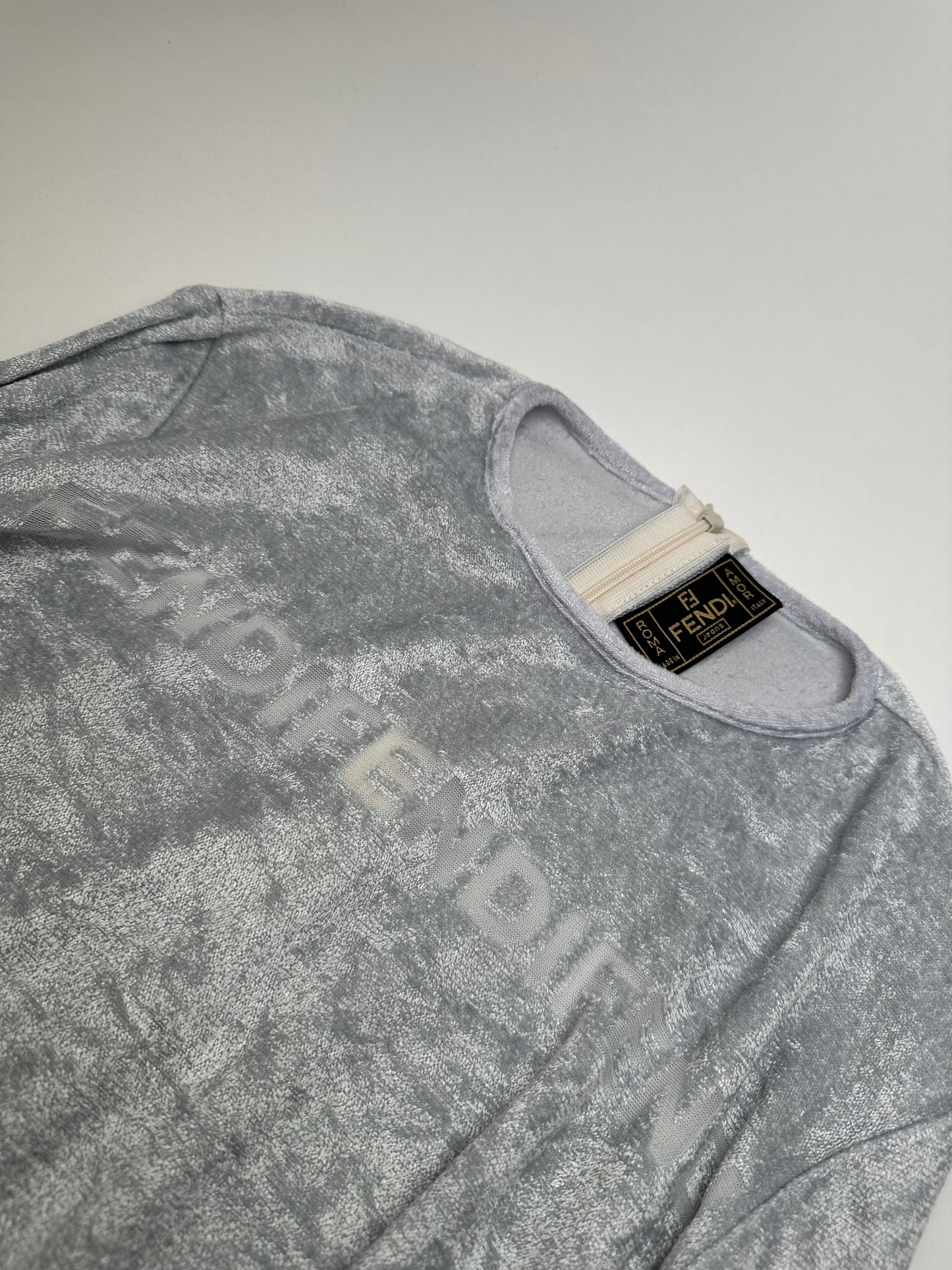 Vintage Fendi Viscose Long Sleeve Silver