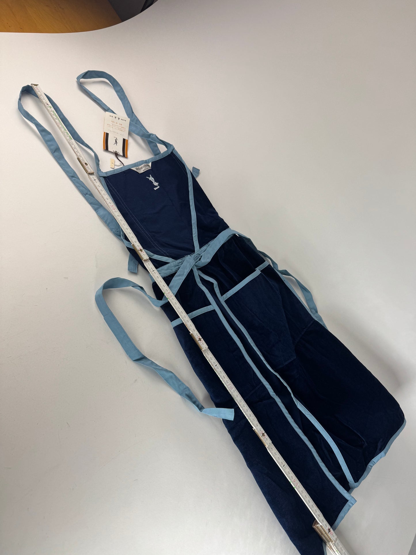 Vintage Yves Saint Laurent Velvet Canvas Dress Navy Blue M