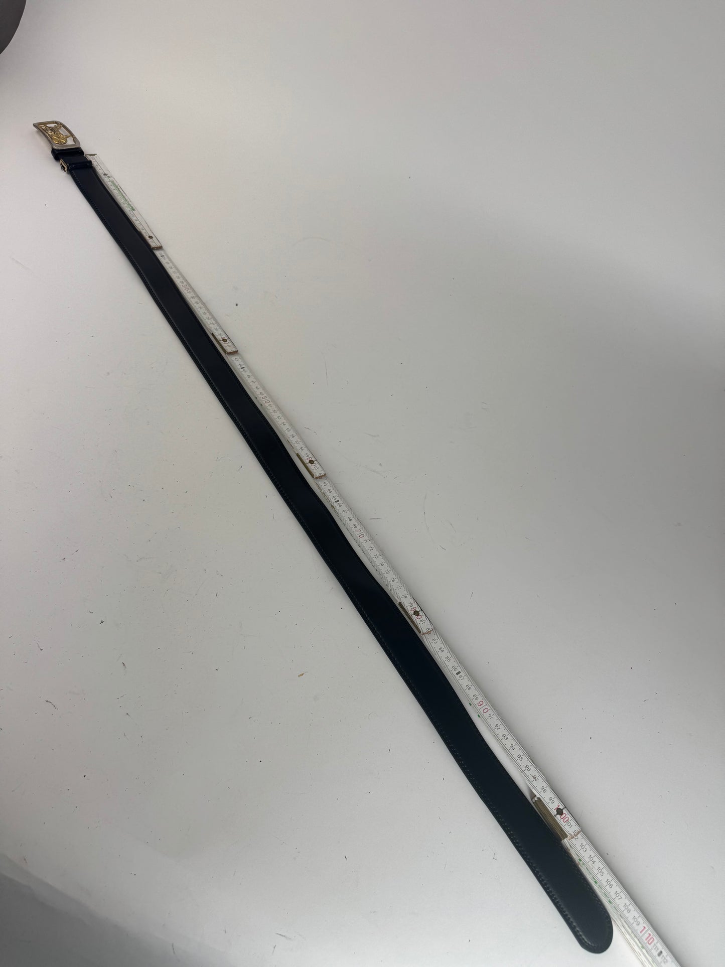 Vintage Celine Paris Carriage Logo leather belt black