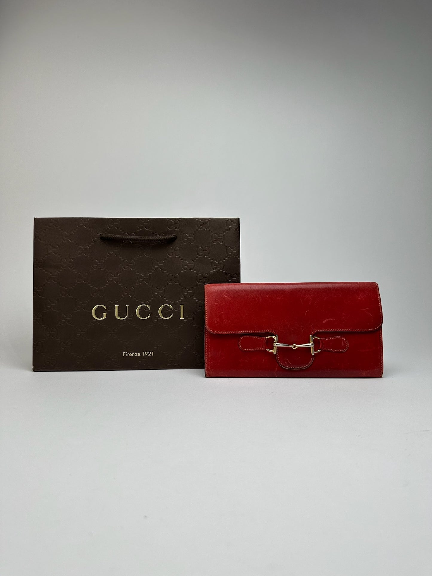 Vintage Gucci Leather Horsebit Wallet red