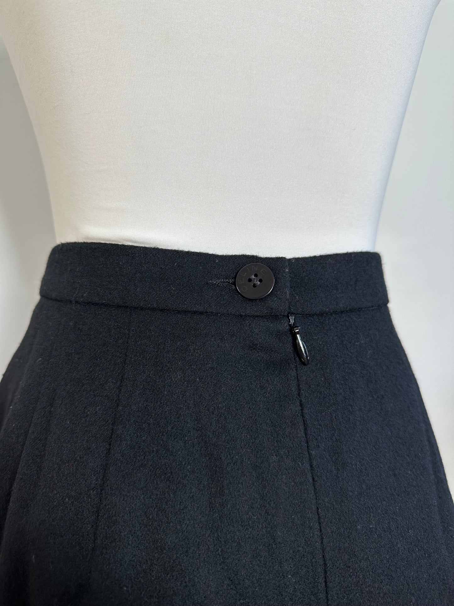 Vintage Celine Paris Wool Skirt Black 36/S