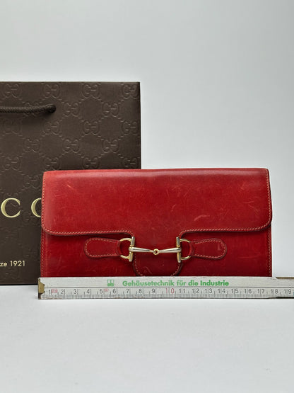 Vintage Gucci Leather Horsebit Wallet red