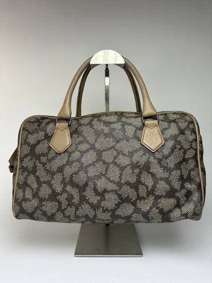 Vintage Yves Saint Laurent Leopard Print Structured Bag c. Late 1990s Grey Beige