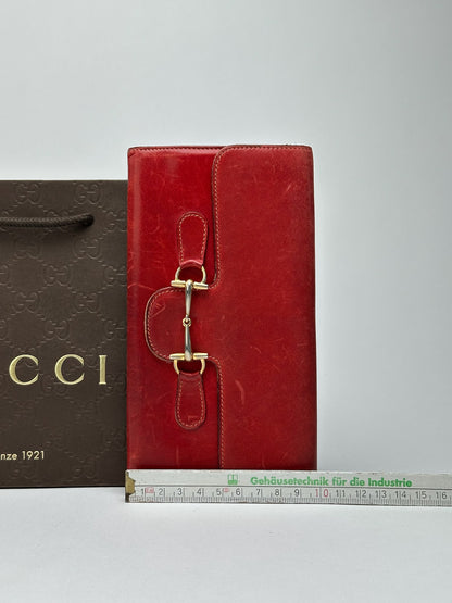 Vintage Gucci Leather Horsebit Wallet red