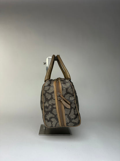 Vintage Yves Saint Laurent Leopard Print Structured Bag c. Late 1990s Grey Beige