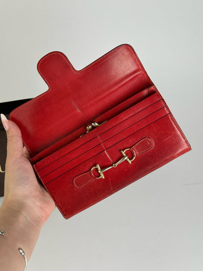 Vintage Gucci Leather Horsebit Wallet red
