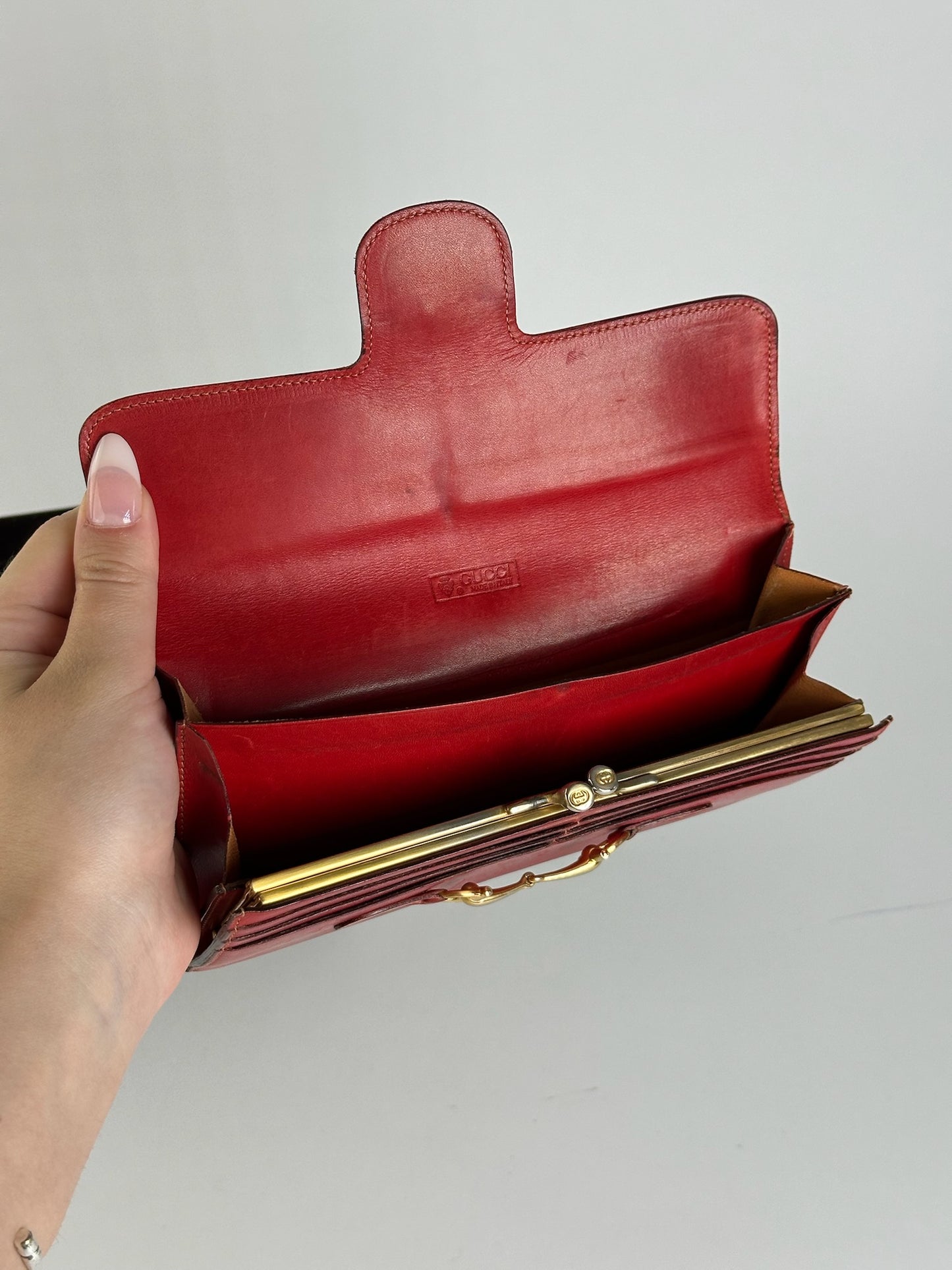 Vintage Gucci Leather Horsebit Wallet red
