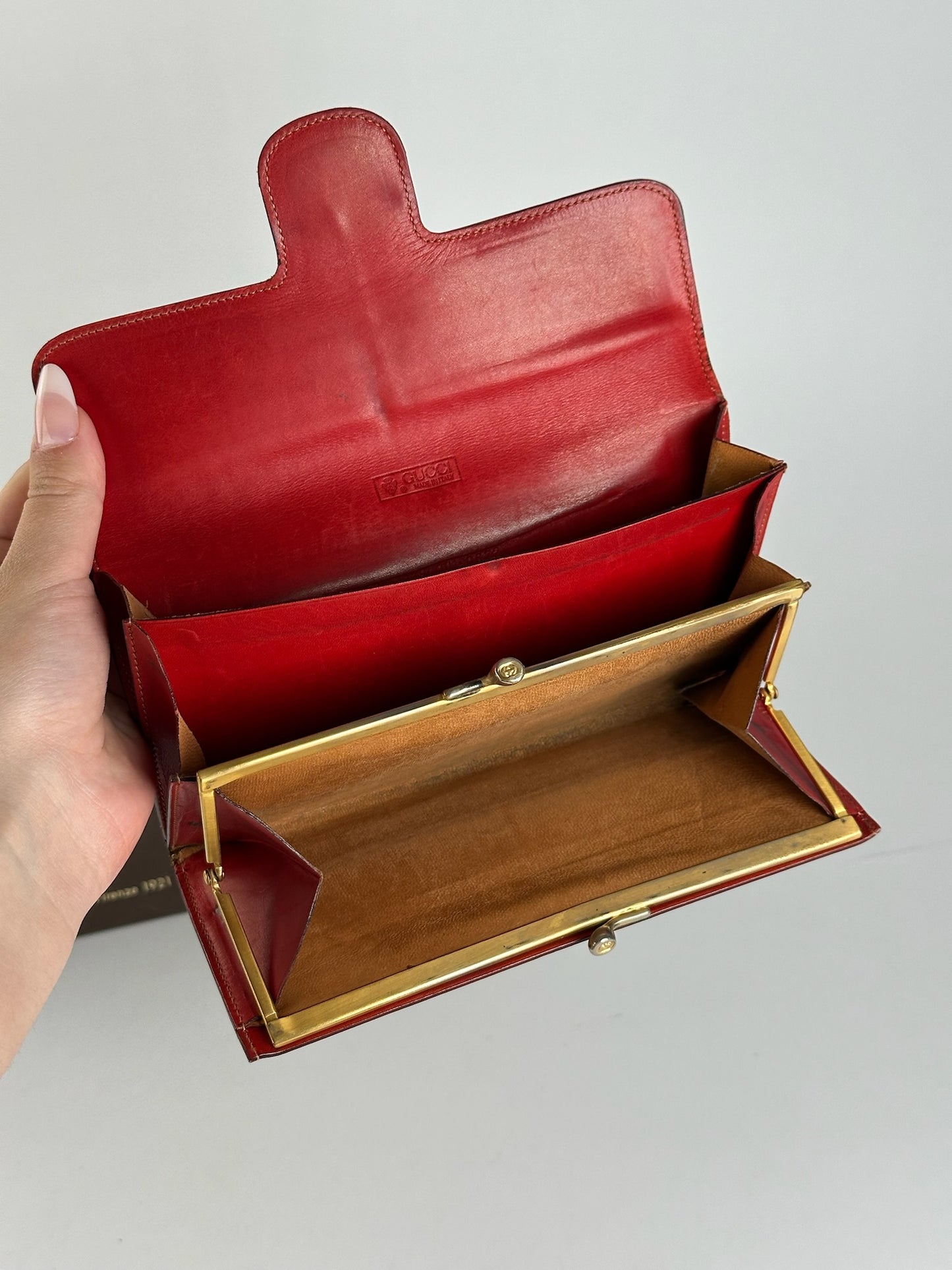 Vintage Gucci Leather Horsebit Wallet red