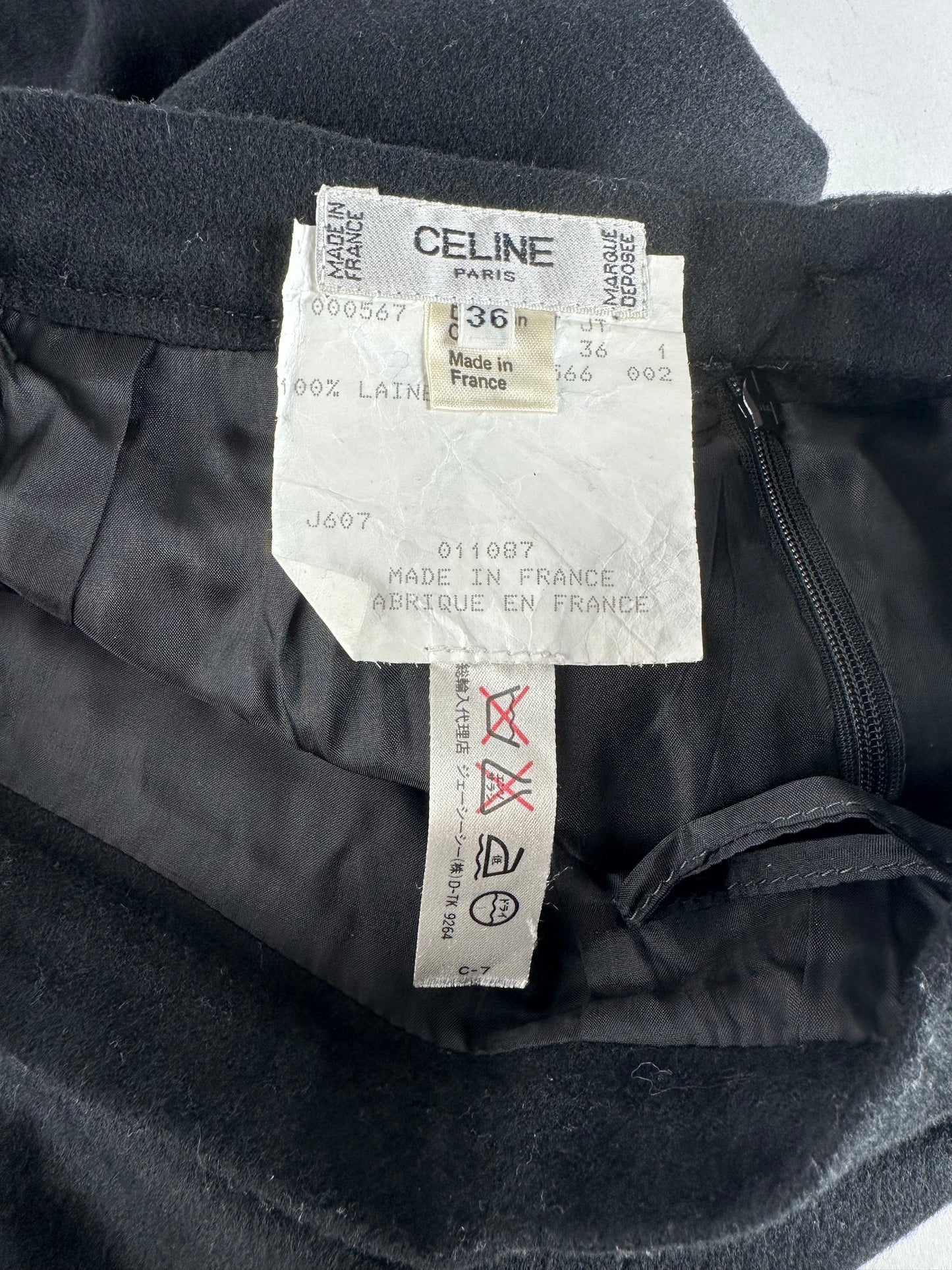Vintage Celine Paris Wool Skirt Black 36/S