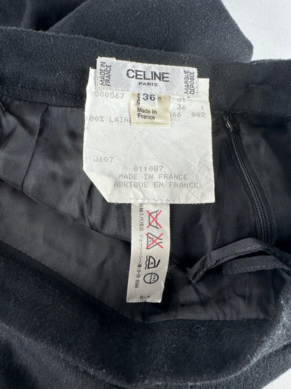 Vintage Celine Paris Wool Skirt Black 36/S