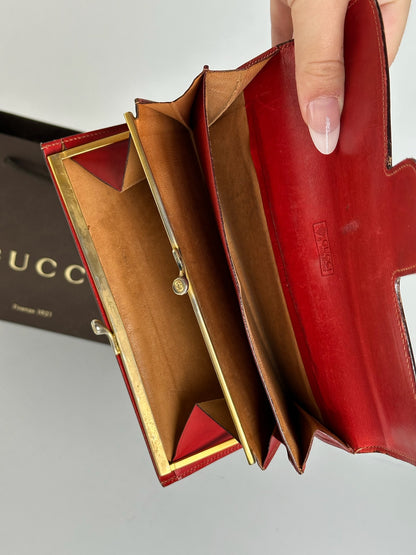Vintage Gucci Leather Horsebit Wallet red
