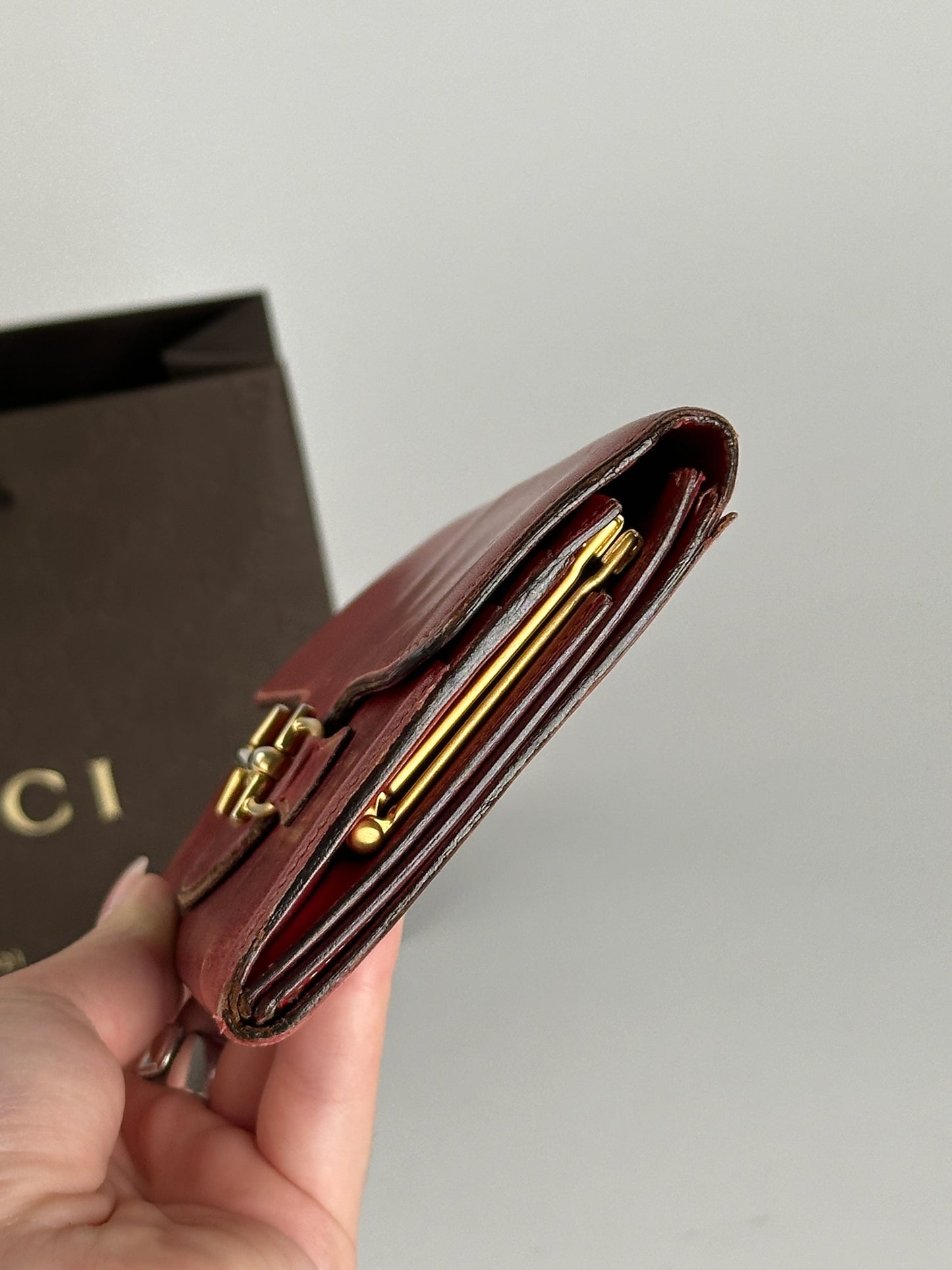 Vintage Gucci Leather Horsebit Wallet red