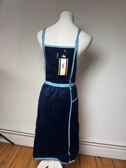 Vintage Yves Saint Laurent Velvet Canvas Dress Navy Blue M