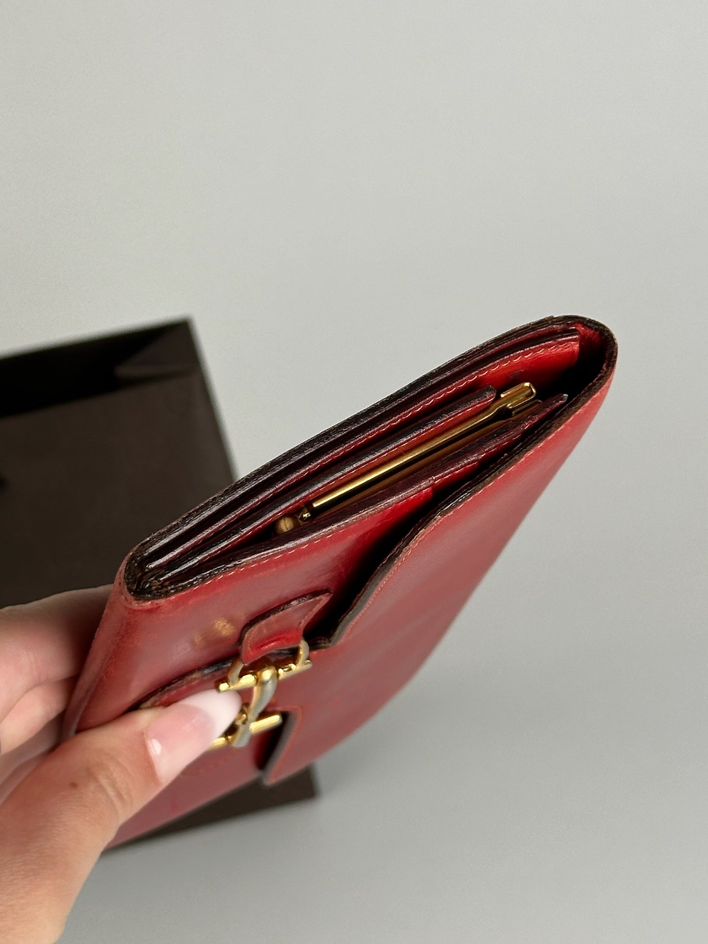 Vintage Gucci Leather Horsebit Wallet red