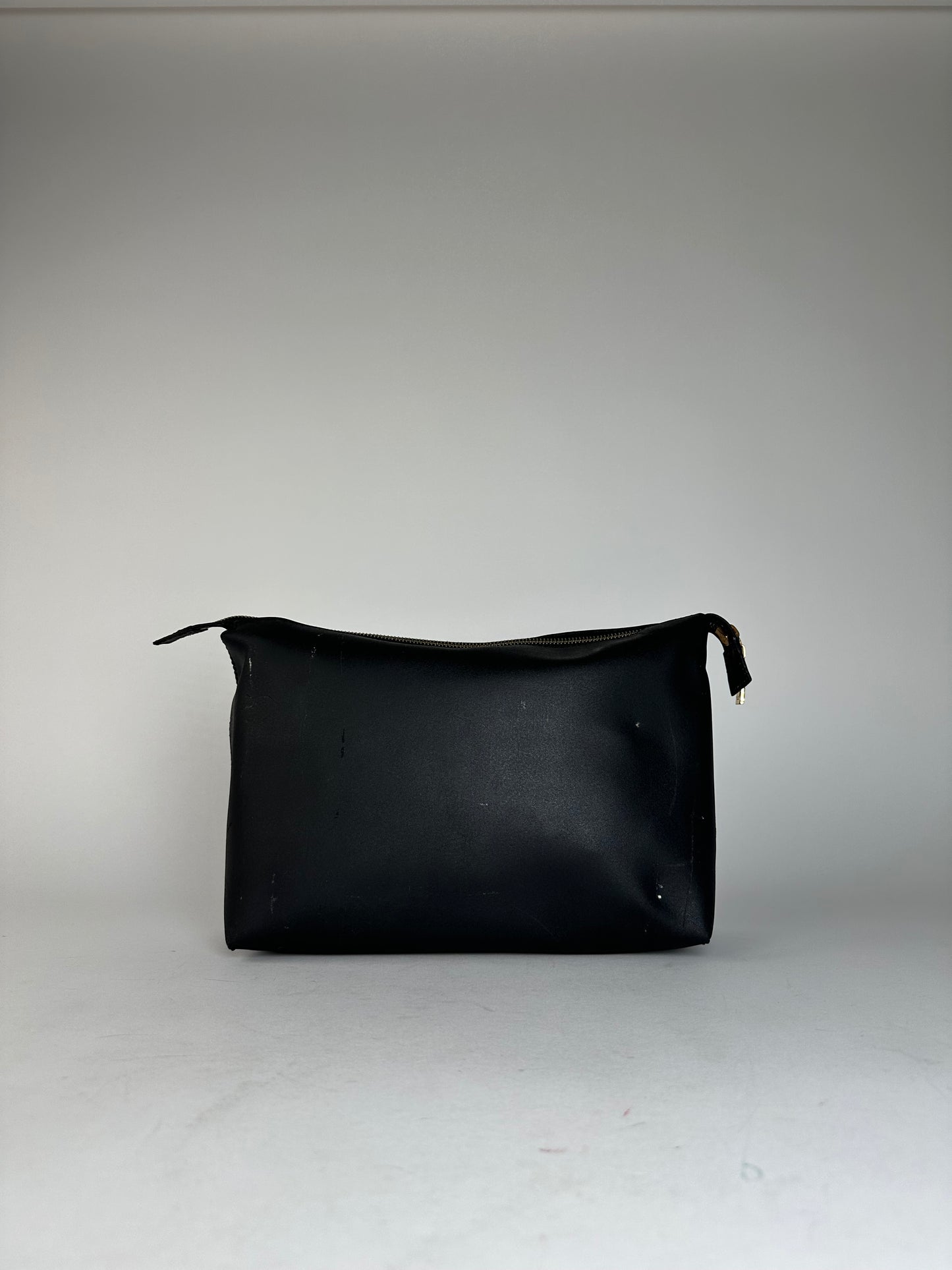 Vintage Celine Paris Plain Leather Clutch Black