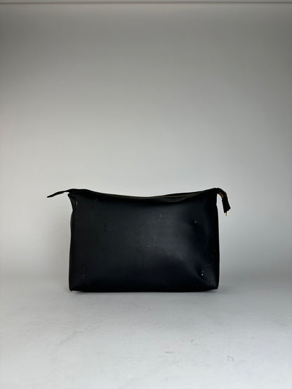 Vintage Celine Paris Plain Leather Clutch Black