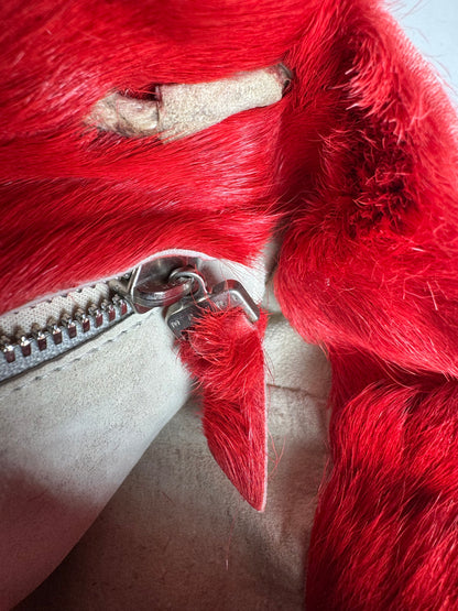 Vintage Marni Fur Tote Bag Red