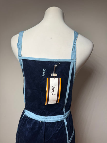 Vintage Yves Saint Laurent Velvet Canvas Dress Navy Blue M