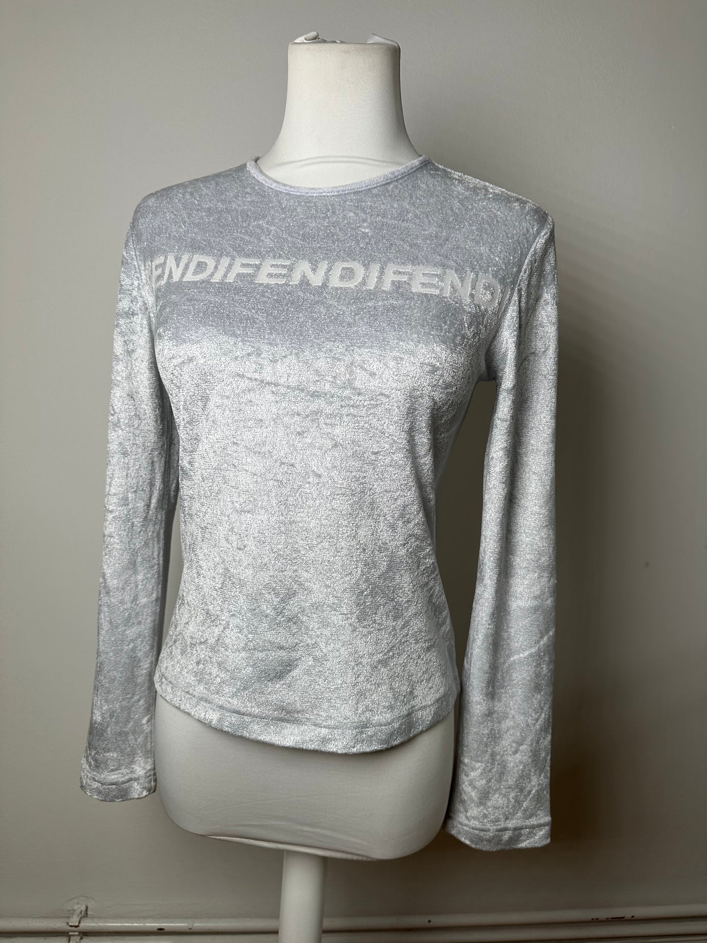 Vintage Fendi Viscose Long Sleeve Silver