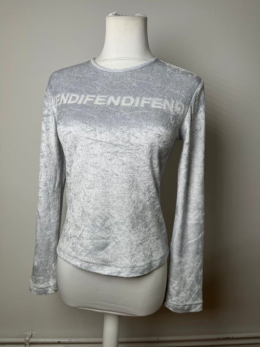 Vintage Fendi Viscose Long Sleeve Silver