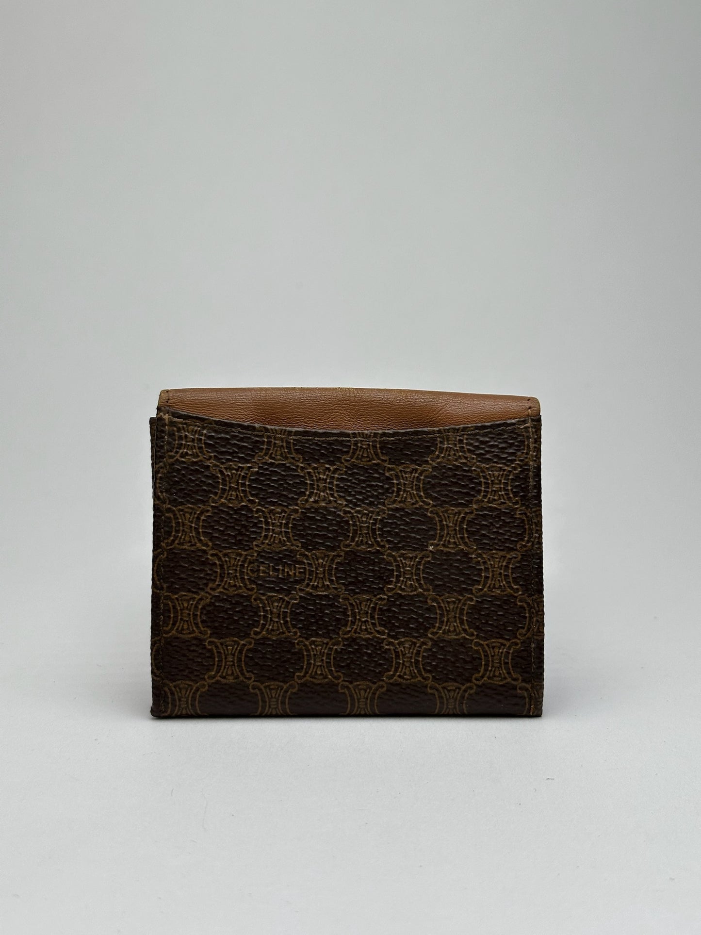 Porte-monnaie vintage en cuir marron Céline Paris