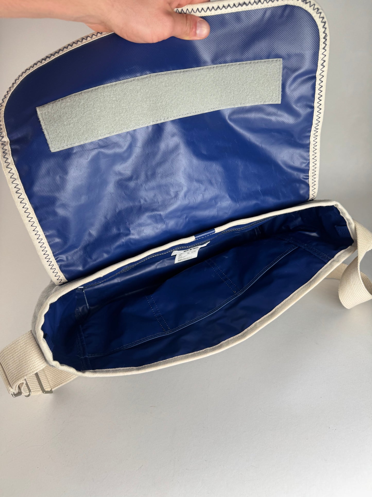 Vintage Comme Des Garçons Wool Canvas Bag Grey White Navy