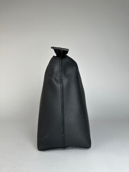 Vintage Celine Paris Plain Leather Clutch Black