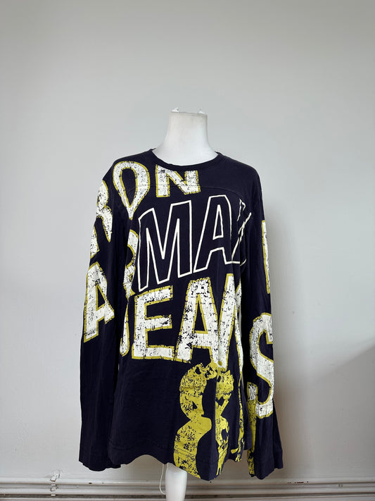 Vintage Giorgio Armani Jeans Graphic Long Sleeve T-Shirt c. Mid-2000s Navy XL