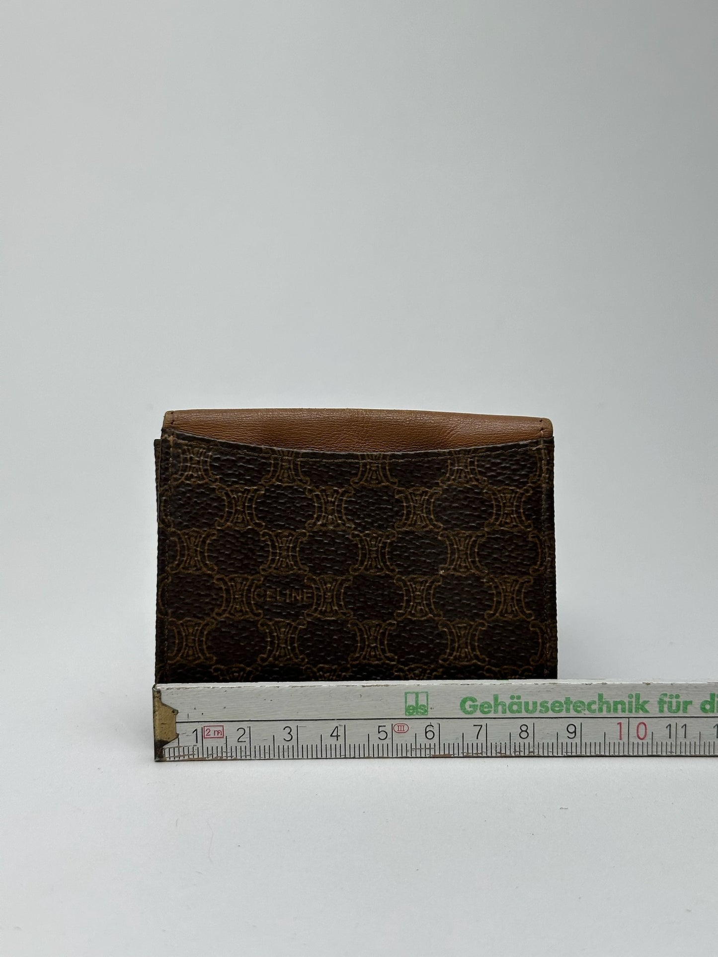 Porte-monnaie vintage en cuir marron Céline Paris