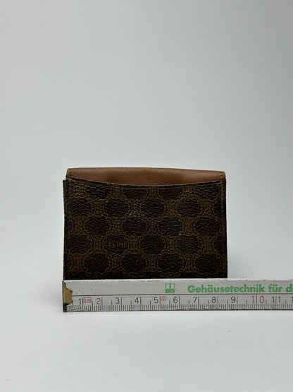 Porte-monnaie vintage en cuir marron Céline Paris