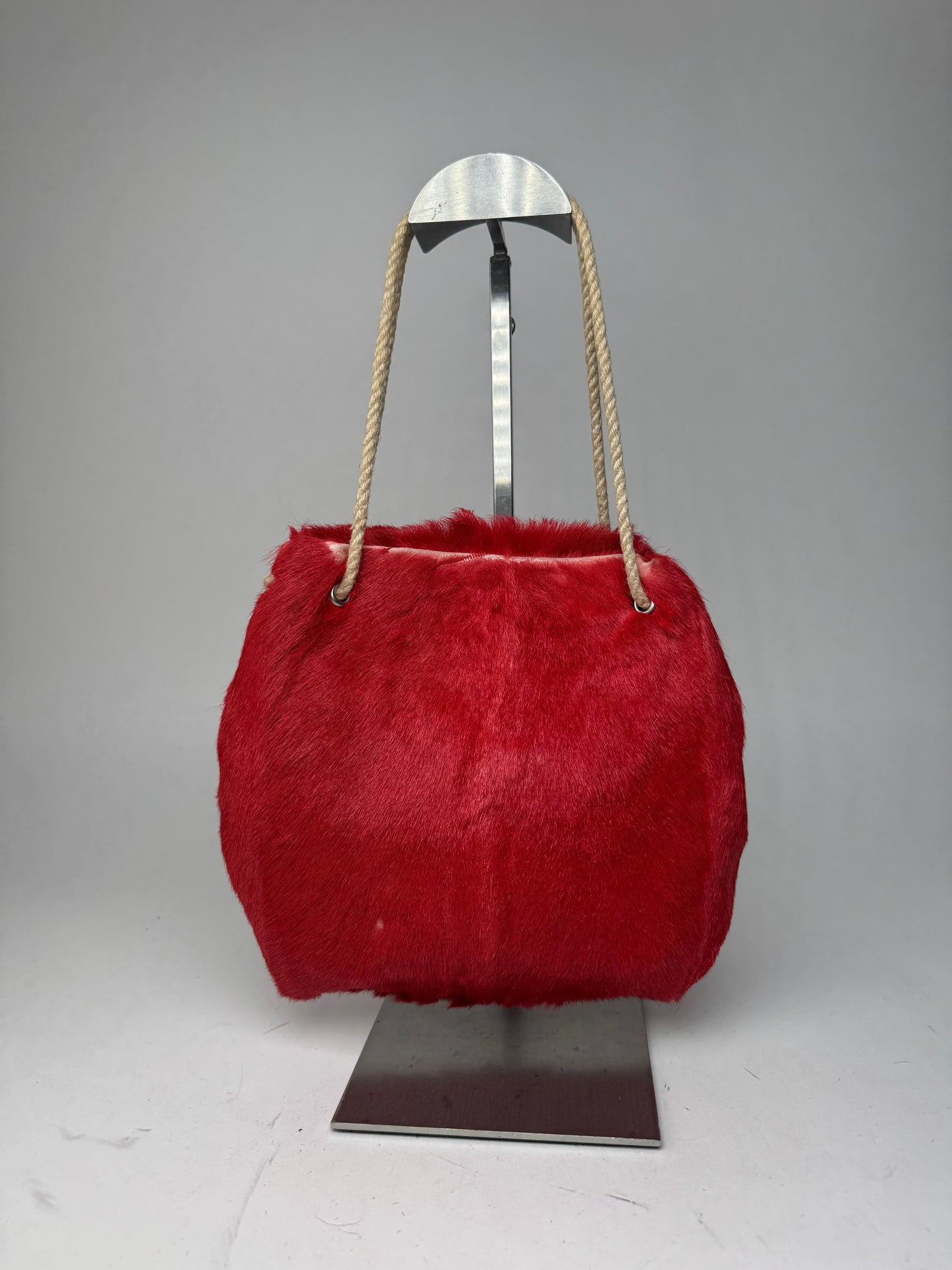 Vintage Marni Fur Tote Bag Red