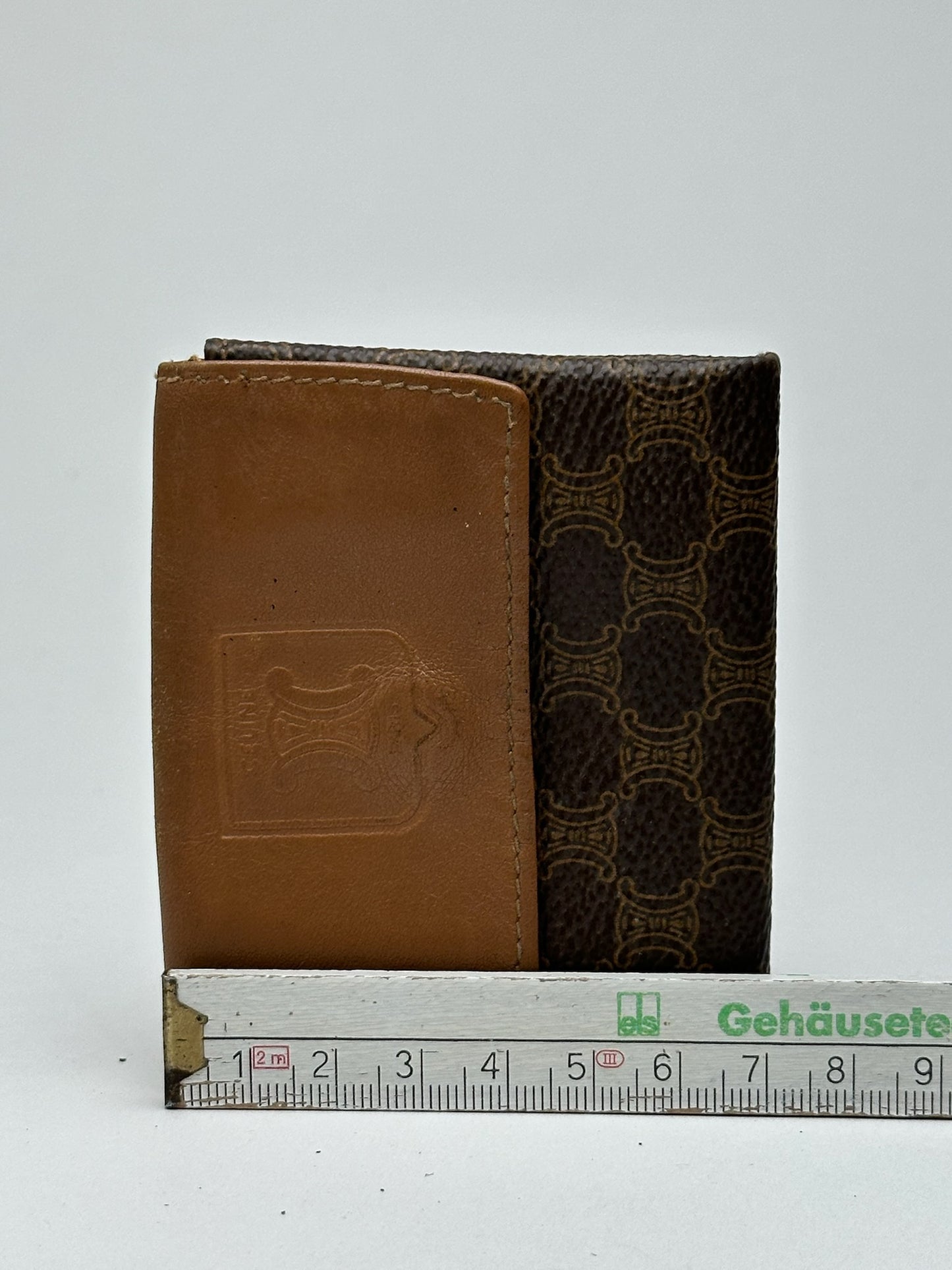 Porte-monnaie vintage en cuir marron Céline Paris