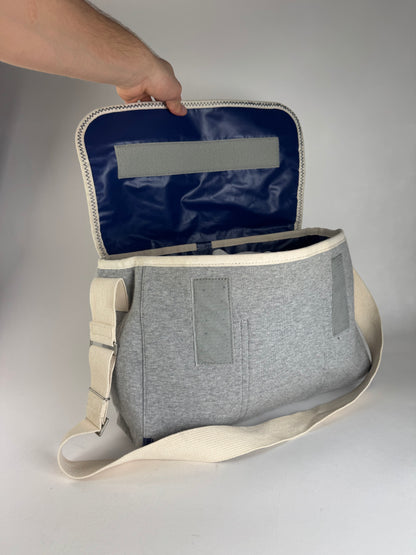 Vintage Comme Des Garçons Wool Canvas Bag Grey White Navy