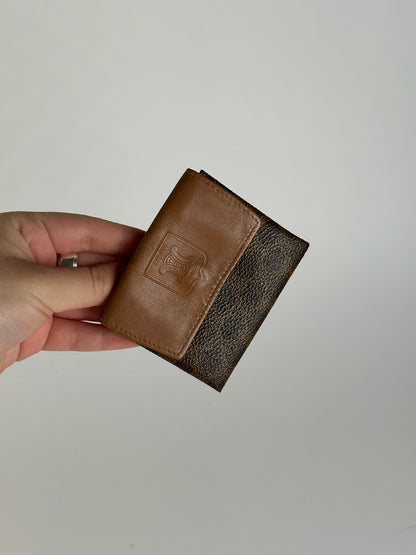 Porte-monnaie vintage en cuir marron Céline Paris