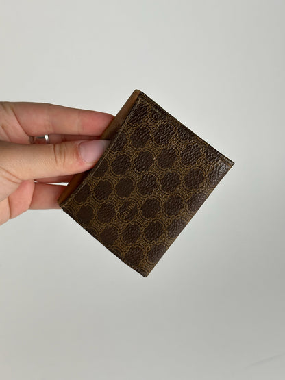 Porte-monnaie vintage en cuir marron Céline Paris