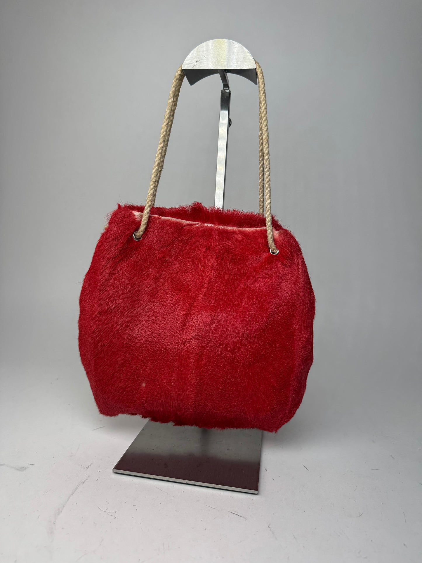 Vintage Marni Fur Tote Bag Red