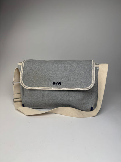 Vintage Comme Des Garçons Wool Canvas Bag Grey White Navy