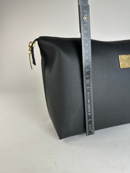 Vintage Celine Paris Plain Leather Clutch Black