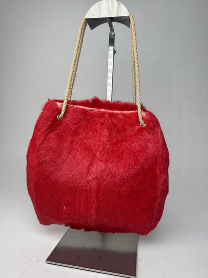 Vintage Marni Fur Tote Bag Red