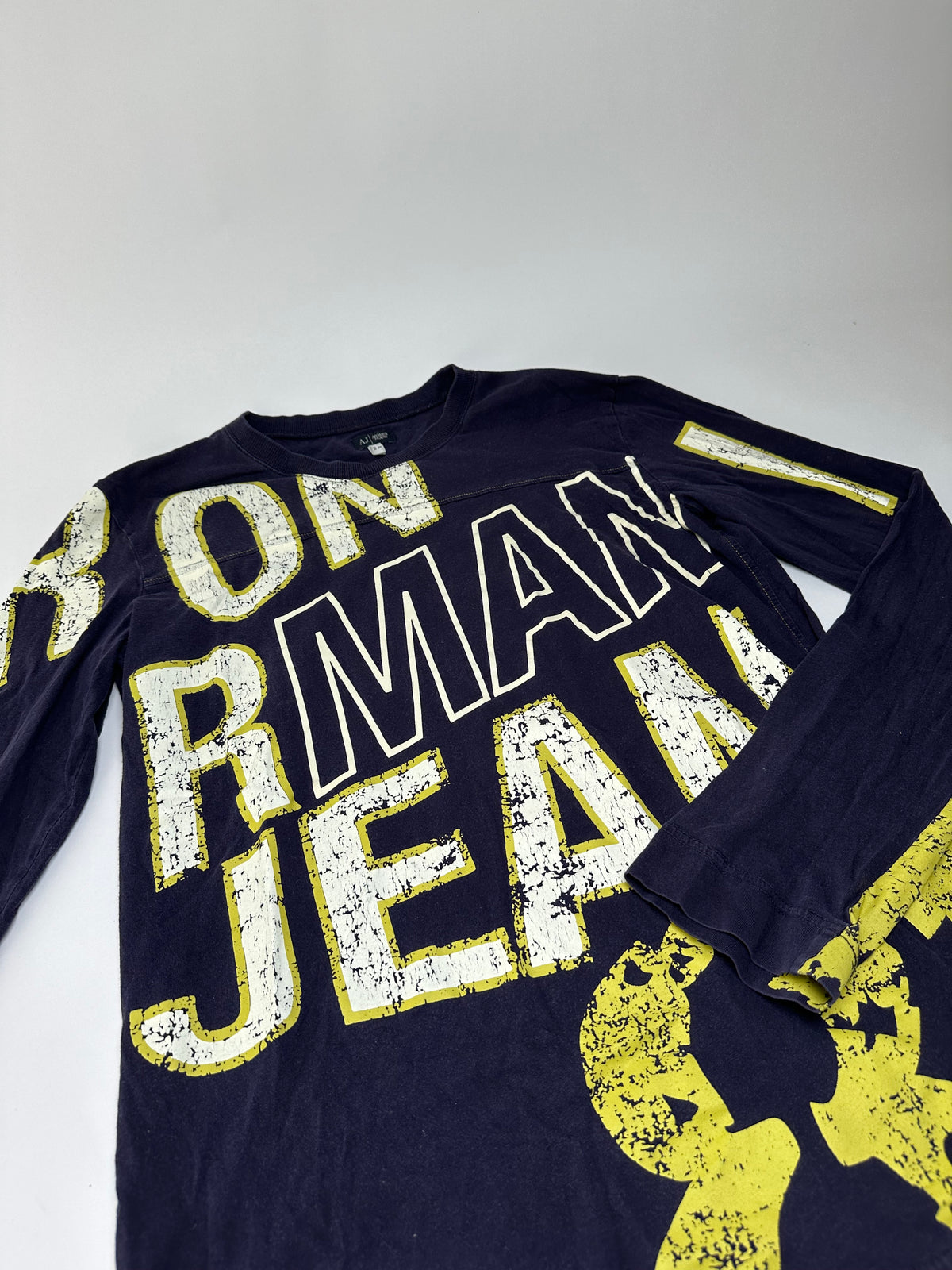 Vintage Giorgio Armani Jeans Graphic Long Sleeve T-Shirt c. Mid-2000s Navy XL