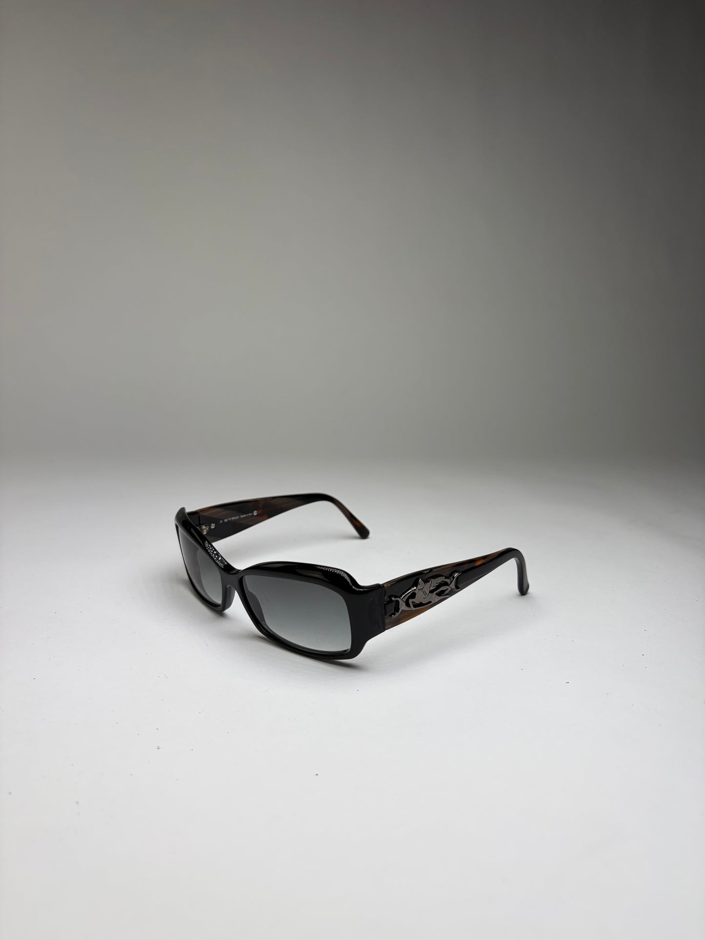 Vintage Etro Acetate Sunglasses Black Tortoiseshell Grey