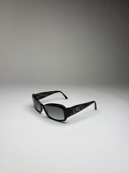 Vintage Etro Acetate Sunglasses Black Tortoiseshell Grey