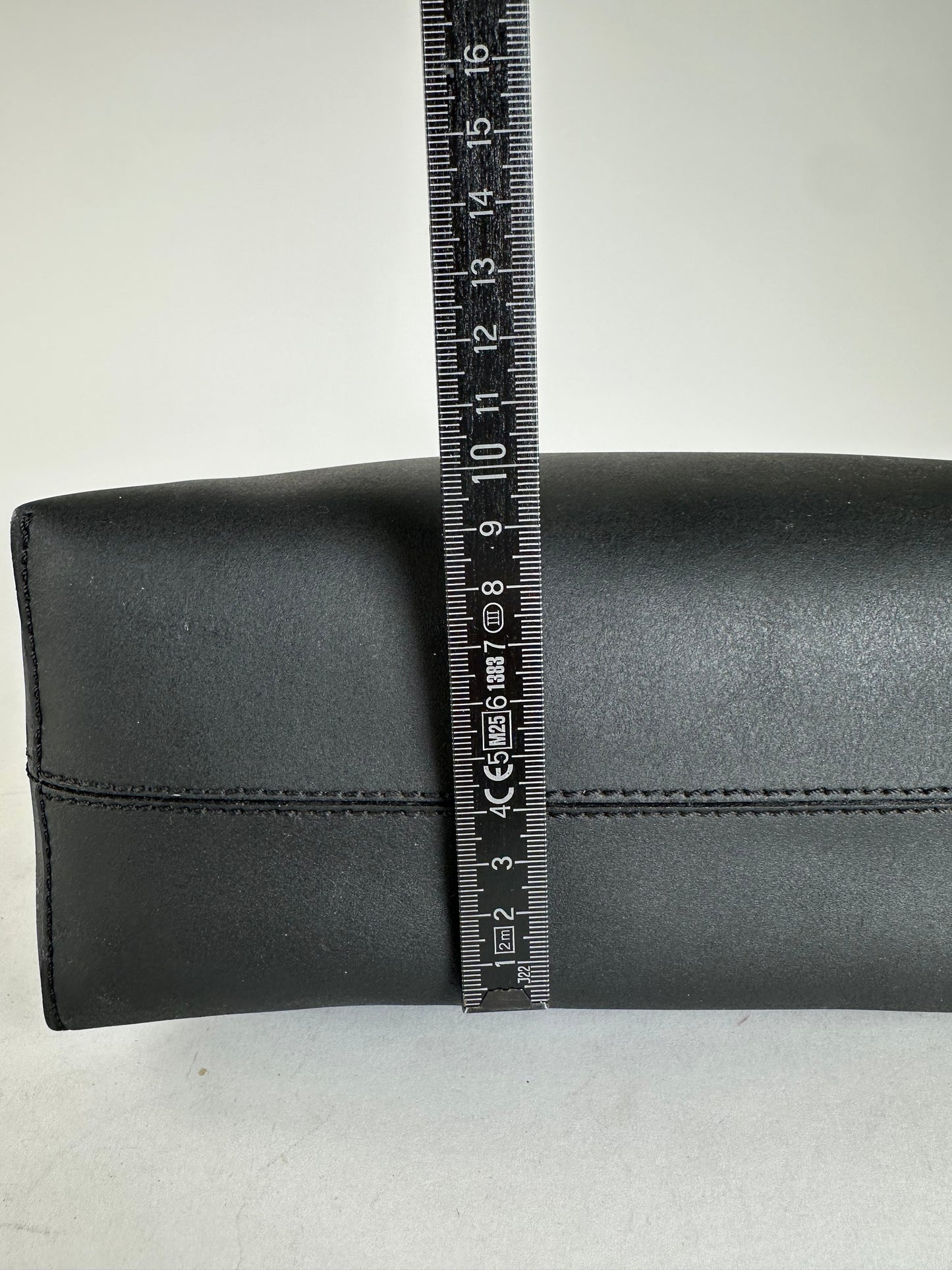 Vintage Celine Paris Plain Leather Clutch Black