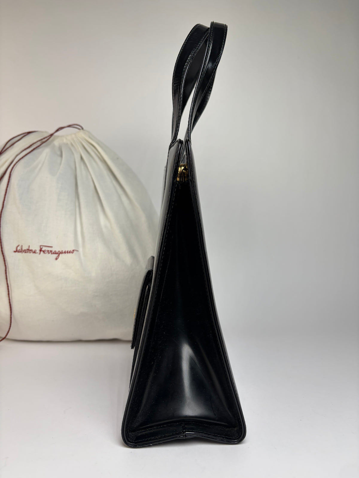 Vintage Salvatore Ferragamo Patent Top-Handle Bag Late 1990s Black / heritage : ferragamo Gancini Bags
