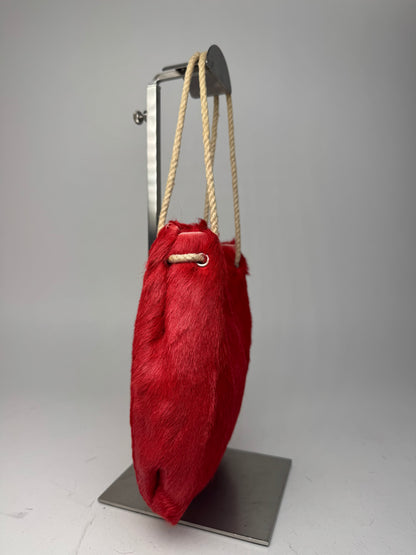 Vintage Marni Fur Tote Bag Red