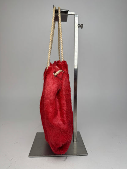 Vintage Marni Fur Tote Bag Red