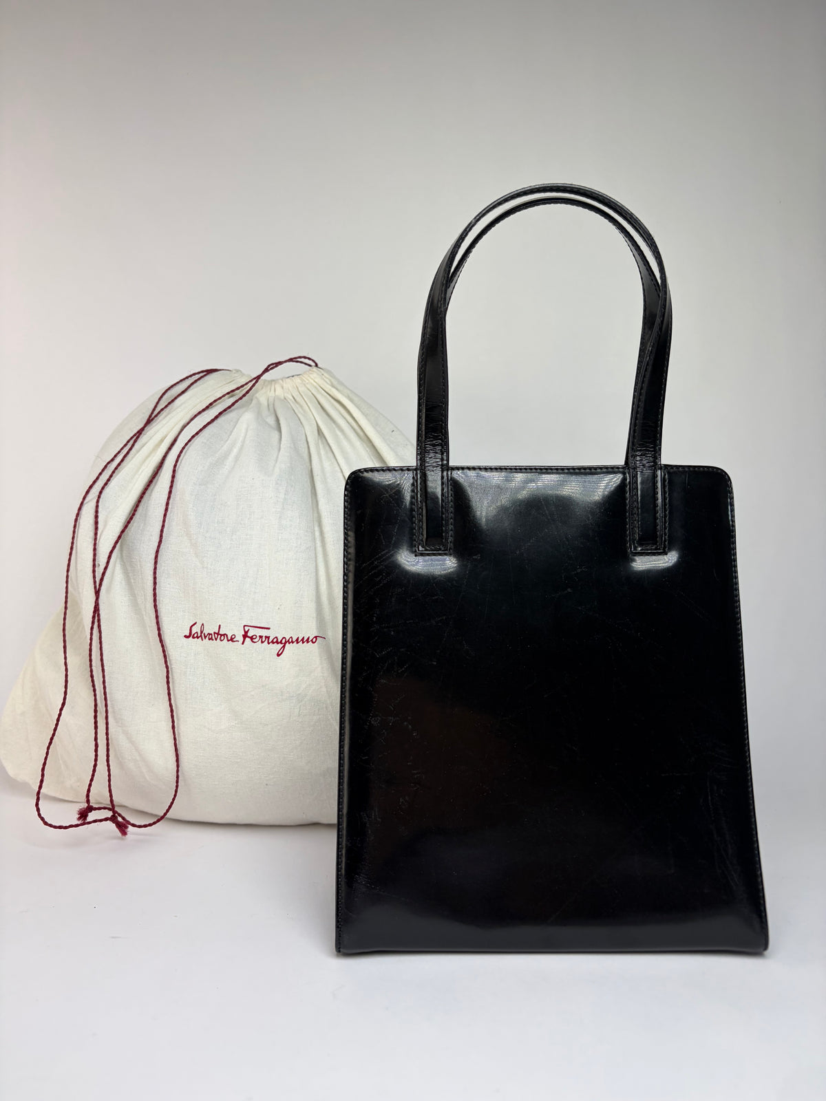Vintage Salvatore Ferragamo Patent Top-Handle Bag Late 1990s Black / heritage : ferragamo Gancini Bags
