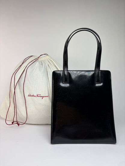 Vintage Salvatore Ferragamo Patent Top-Handle Bag Late 1990s Black / heritage : ferragamo Gancini Bags