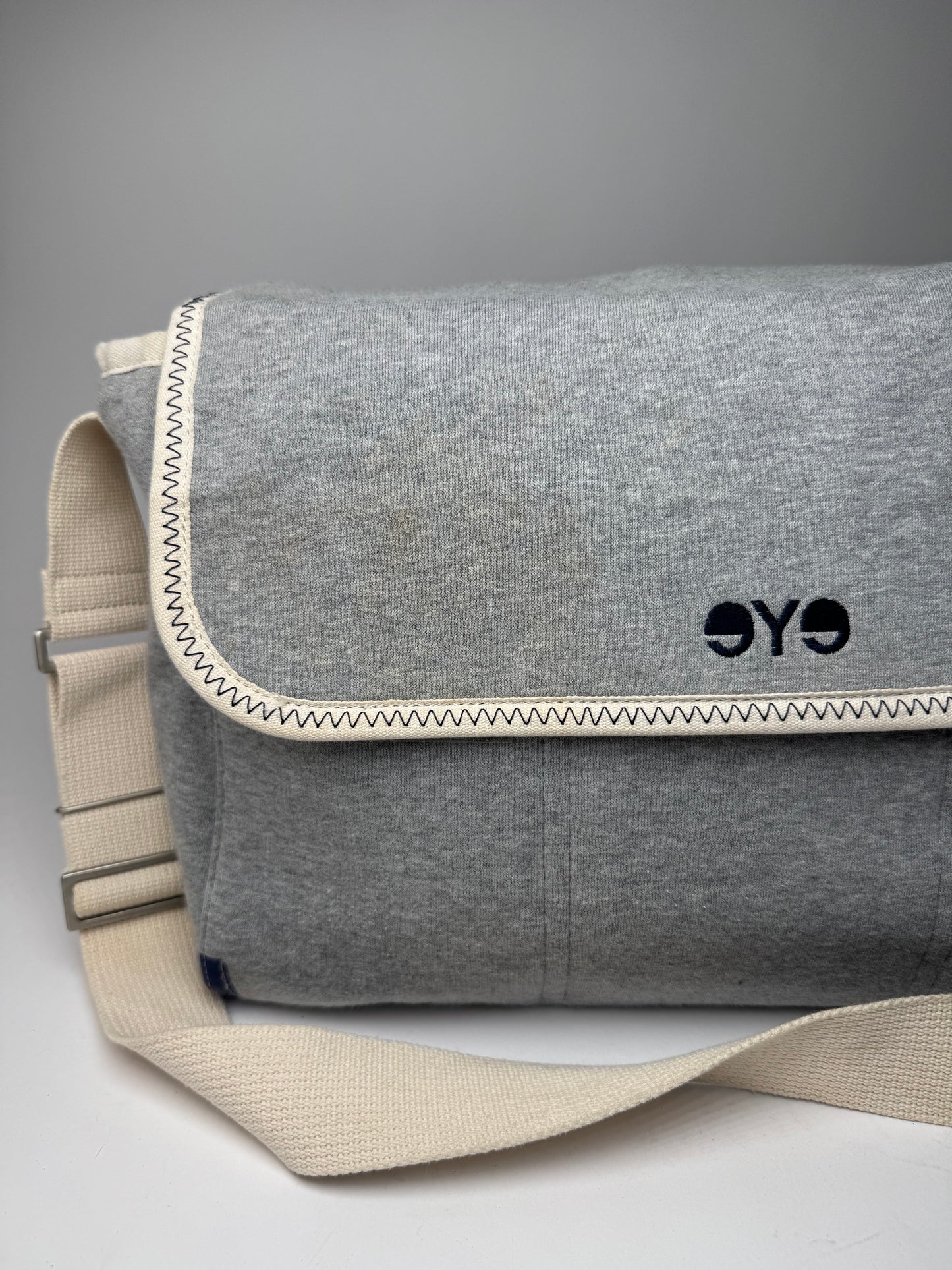 Vintage Comme Des Garçons Wool Canvas Bag Grey White Navy