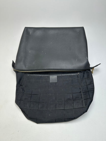 Vintage Celine Paris Plain Leather Clutch Black